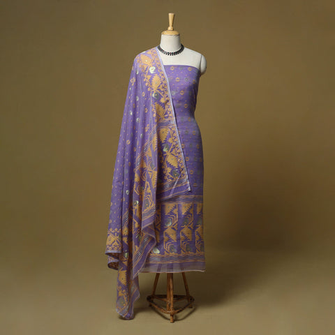 Handloom phulia jamdani silk cotton 2pc unstitched dress