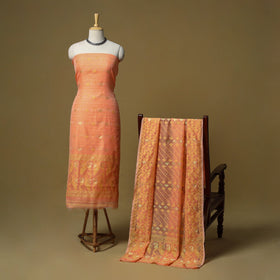 Handloom phulia jamdani silk cotton 2pc unstitched dress
