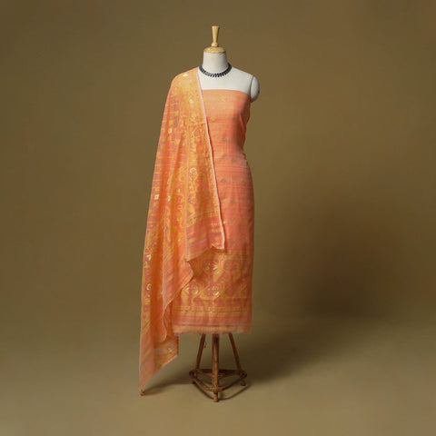 Handloom phulia jamdani silk cotton 2pc unstitched dress
