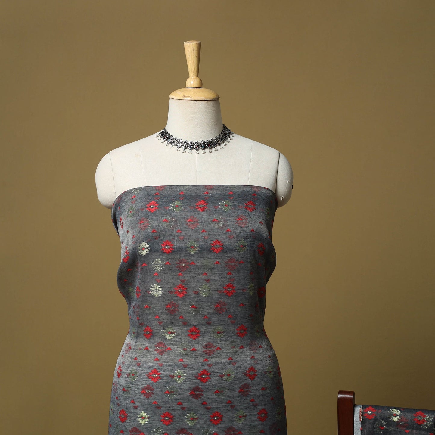 Handloom phulia jamdani silk cotton 2pc unstitched dress