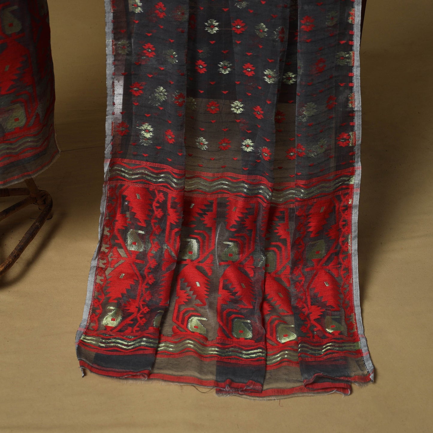 Handloom phulia jamdani silk cotton 2pc unstitched dress