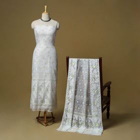 Handloom phulia jamdani silk cotton 2pc unstitched dress