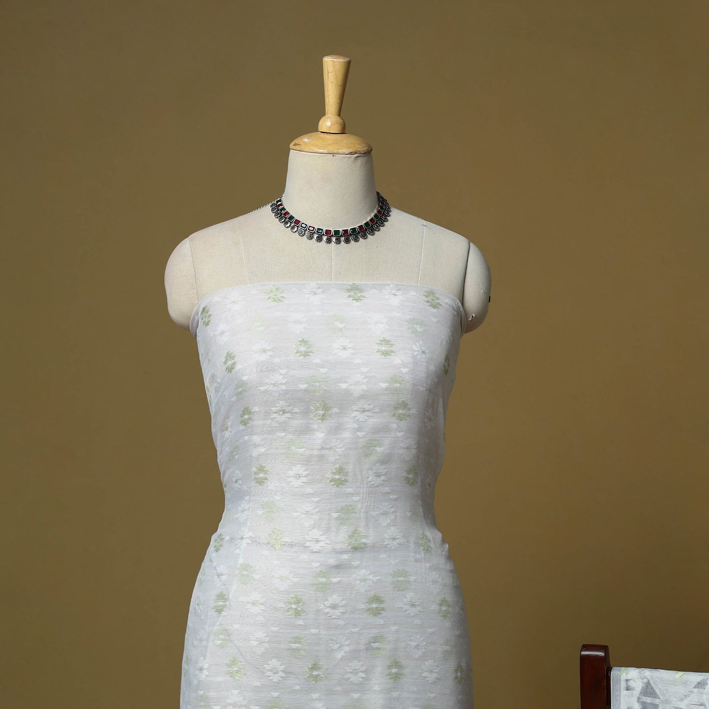 Handloom phulia jamdani silk cotton 2pc unstitched dress