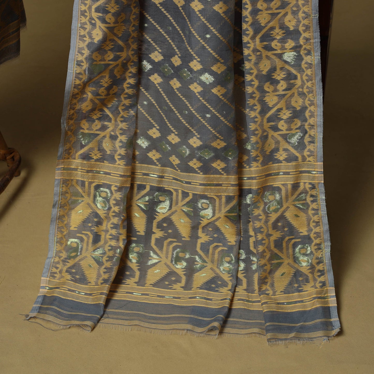 Handloom phulia jamdani silk cotton 2pc unstitched dress