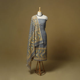 Handloom phulia jamdani silk cotton 2pc unstitched dress