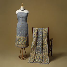 Handloom phulia jamdani silk cotton 2pc unstitched dress