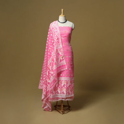 Handloom phulia jamdani silk cotton 2pc unstitched dress