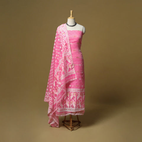 Handloom phulia jamdani silk cotton 2pc unstitched dress
