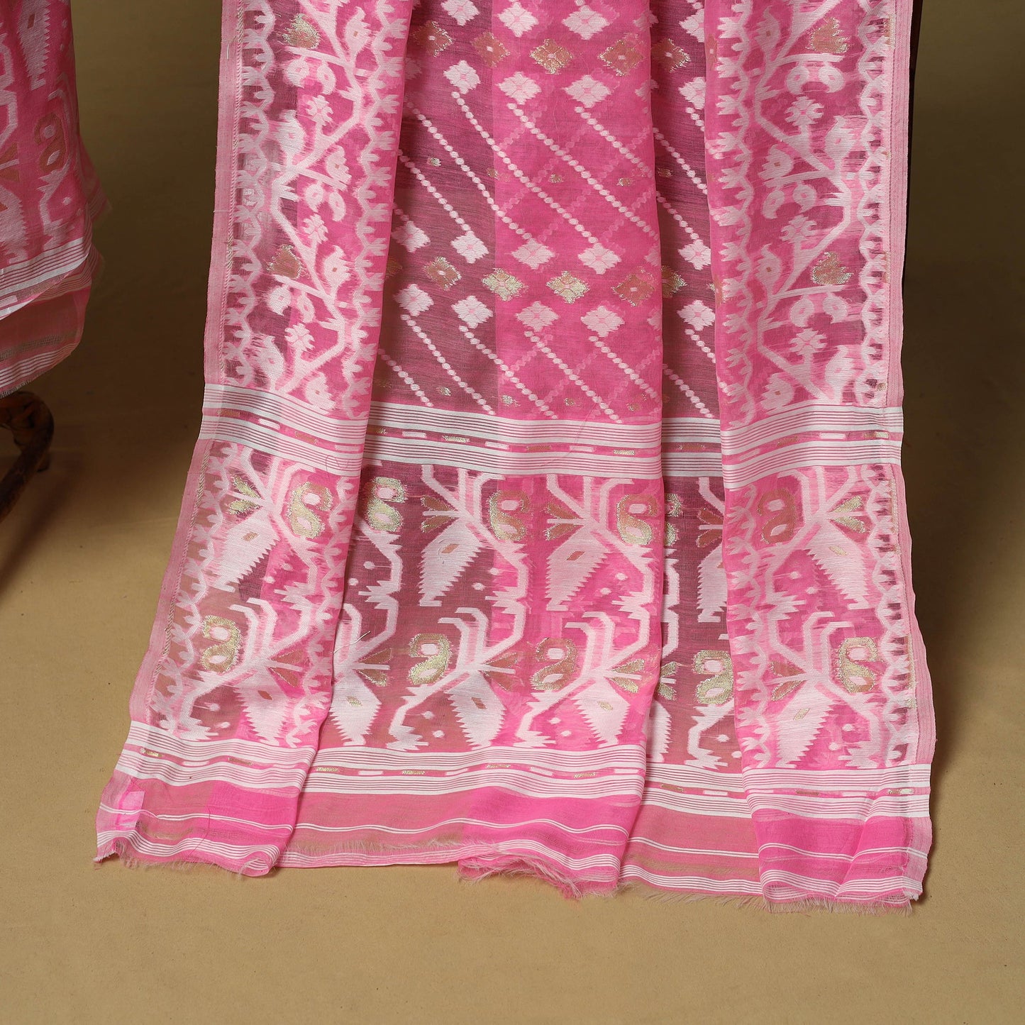Handloom phulia jamdani silk cotton 2pc unstitched dress