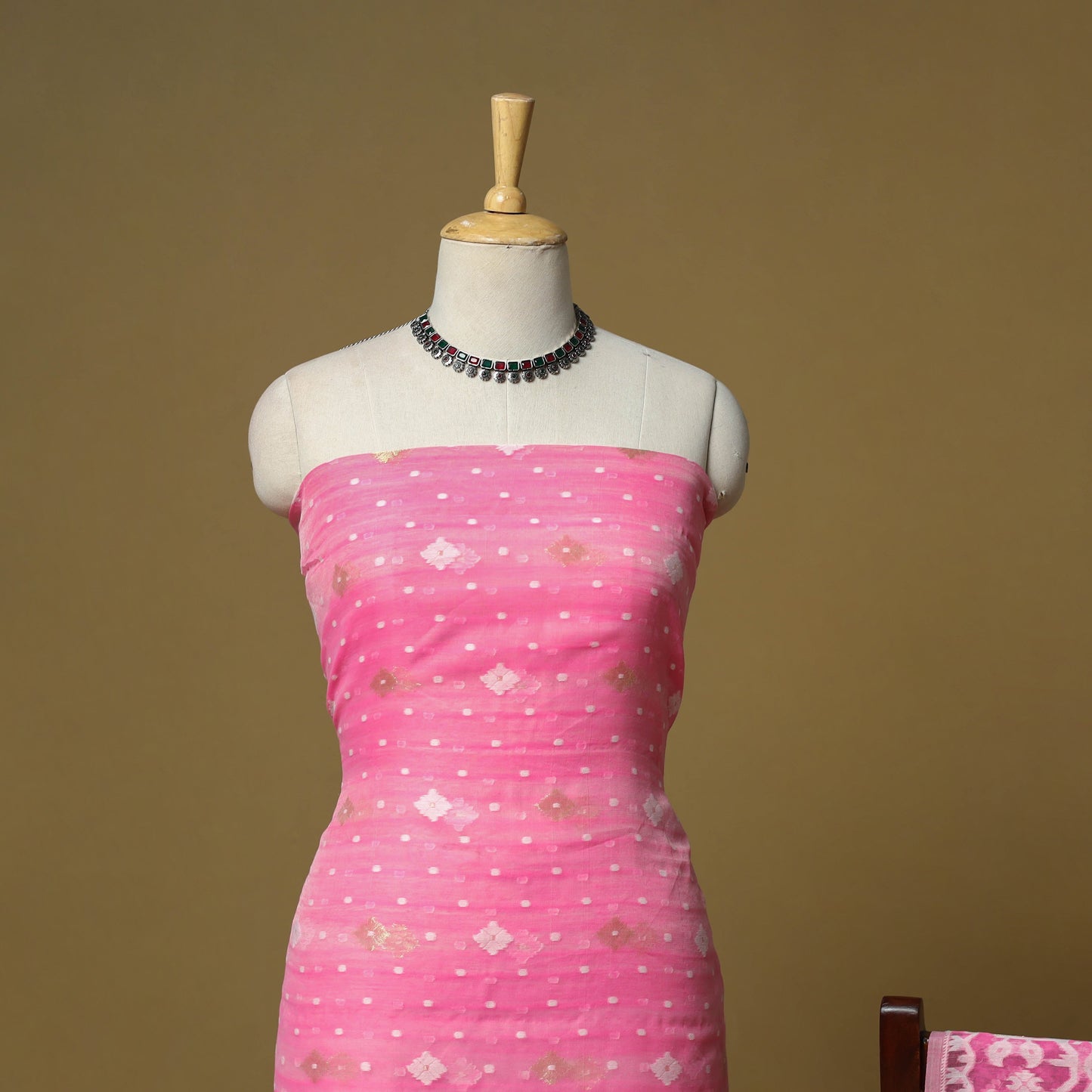 Handloom phulia jamdani silk cotton 2pc unstitched dress