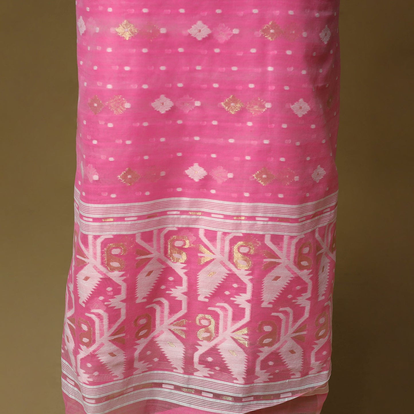 Handloom phulia jamdani silk cotton 2pc unstitched dress