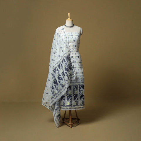 Handloom phulia jamdani silk cotton 2pc unstitched dress