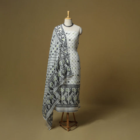 Handloom phulia jamdani silk cotton 2pc unstitched dress