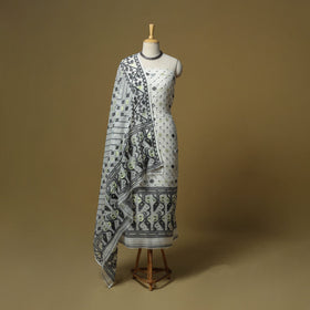 Handloom phulia jamdani silk cotton 2pc unstitched dress