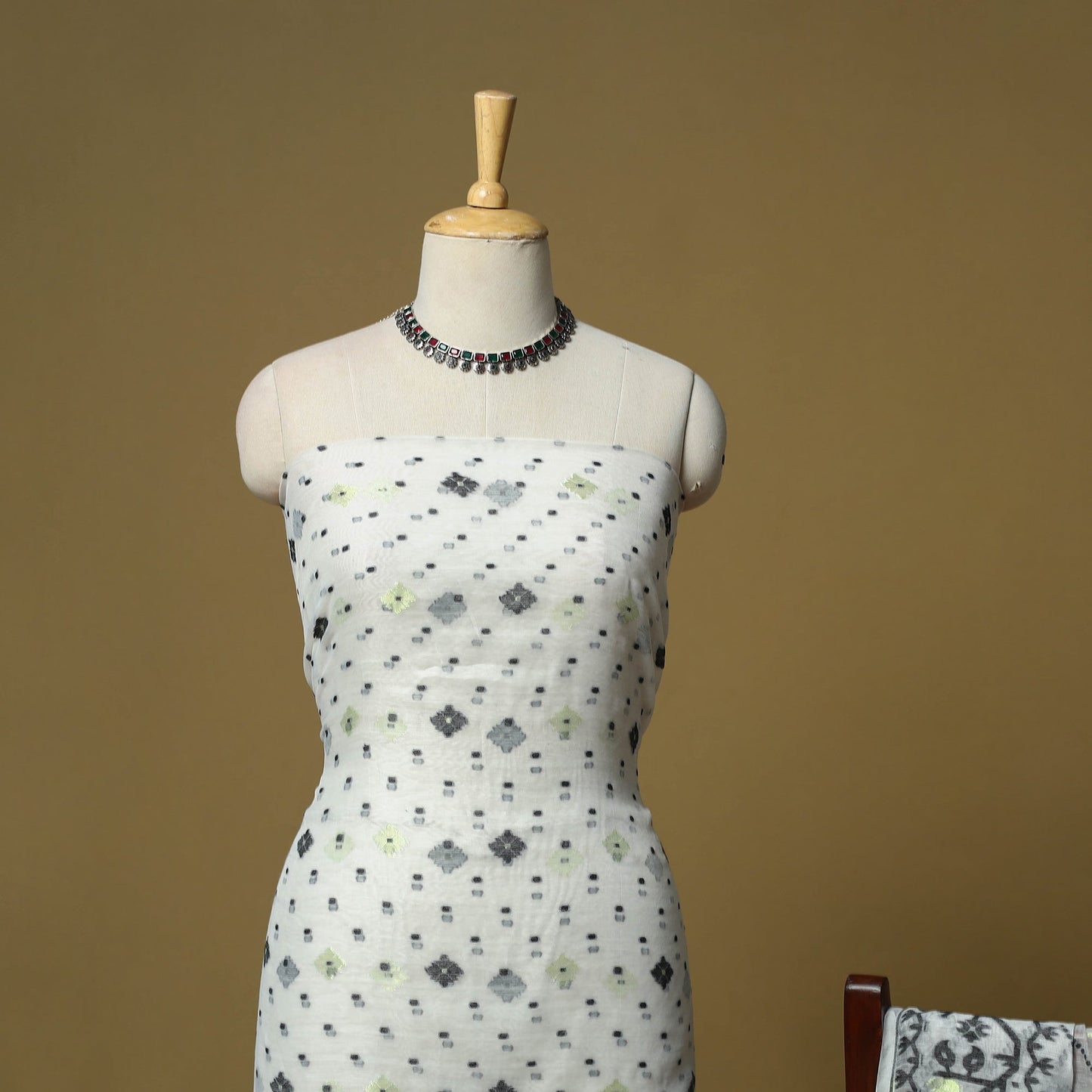 Handloom phulia jamdani silk cotton 2pc unstitched dress