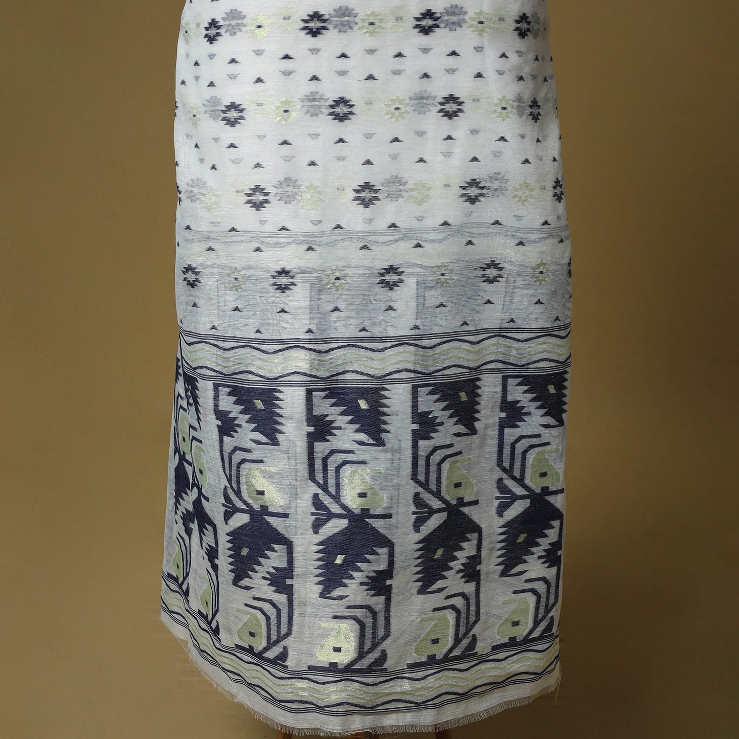 Handloom phulia jamdani silk cotton 2pc unstitched dress