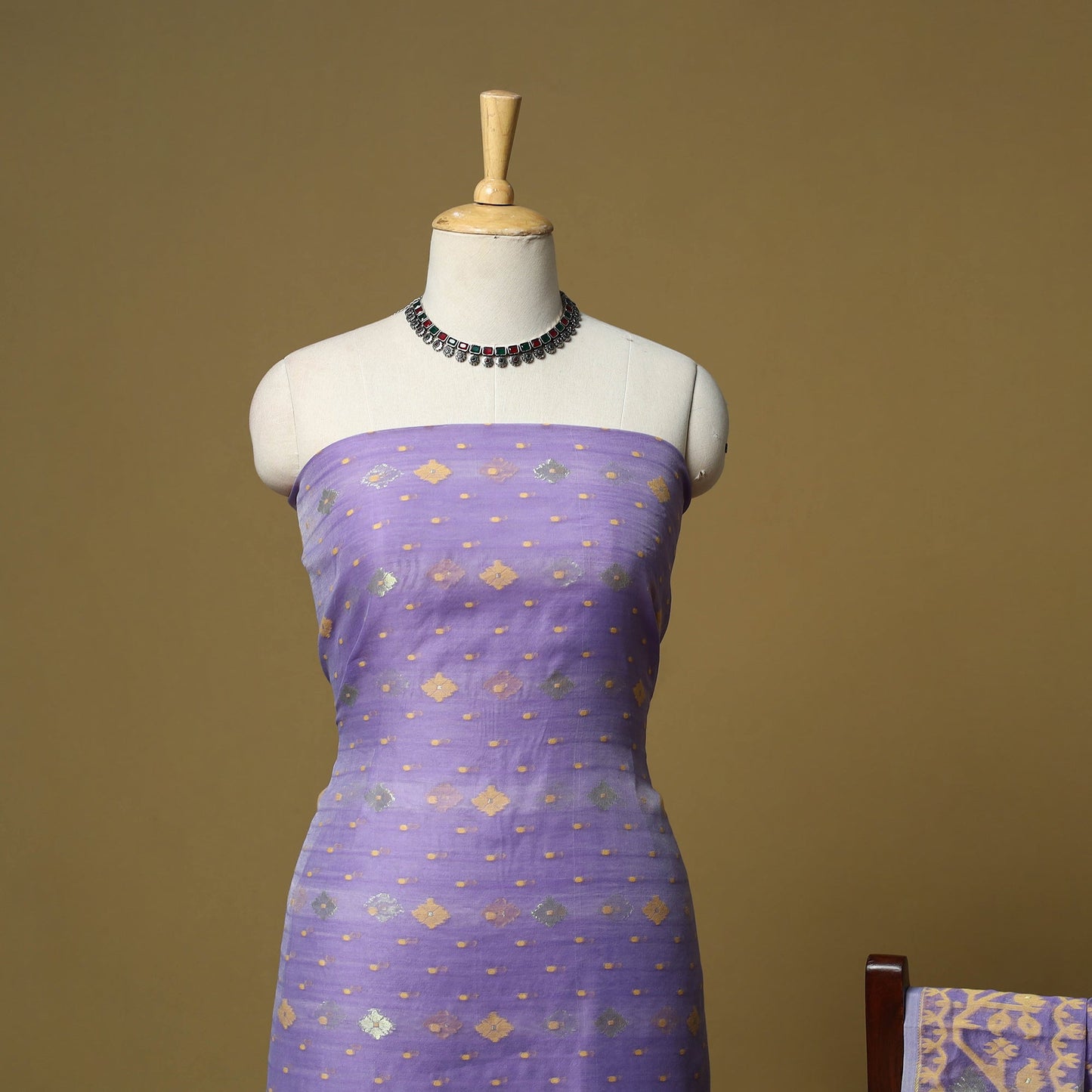 Handloom phulia jamdani silk cotton 2pc unstitched dress