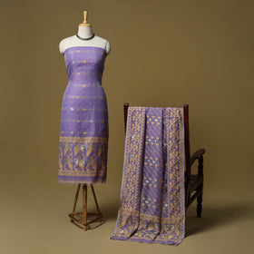 Handloom phulia jamdani silk cotton 2pc unstitched dress