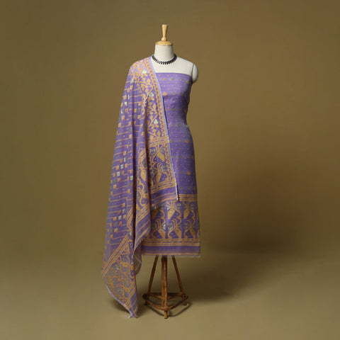 Handloom phulia jamdani silk cotton 2pc unstitched dress
