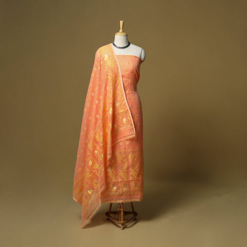 Handloom phulia jamdani silk cotton 2pc unstitched dress