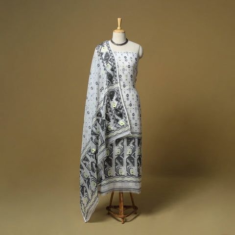 Handloom phulia jamdani silk cotton 2pc unstitched dress