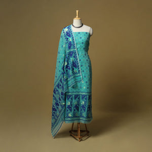 Handloom phulia jamdani silk cotton 2pc unstitched dress