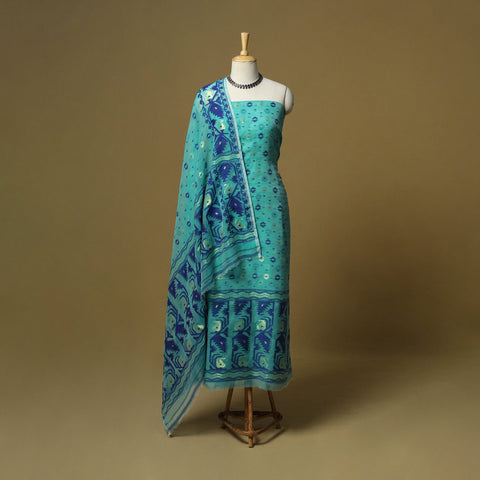 Handloom phulia jamdani silk cotton 2pc unstitched dress