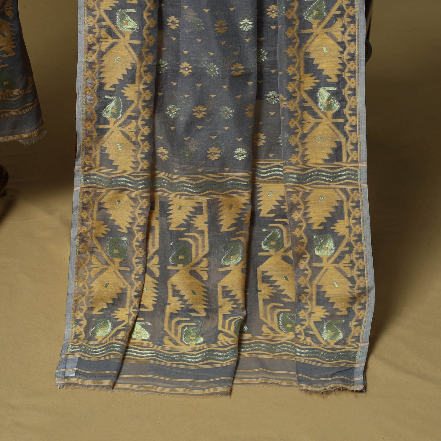 Handloom phulia jamdani silk cotton 2pc unstitched dress