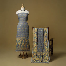 Handloom phulia jamdani silk cotton 2pc unstitched dress