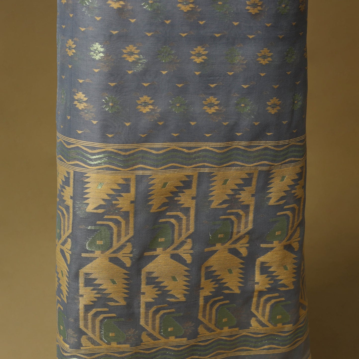 Handloom phulia jamdani silk cotton 2pc unstitched dress