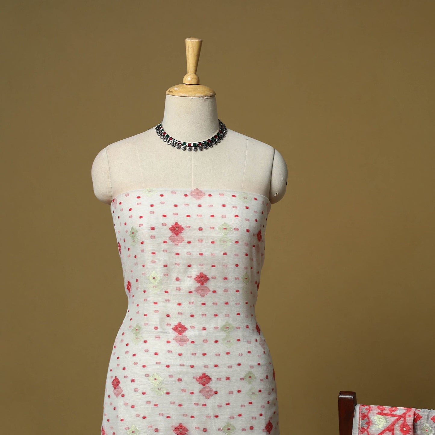 Handloom phulia jamdani silk cotton 2pc unstitched dress