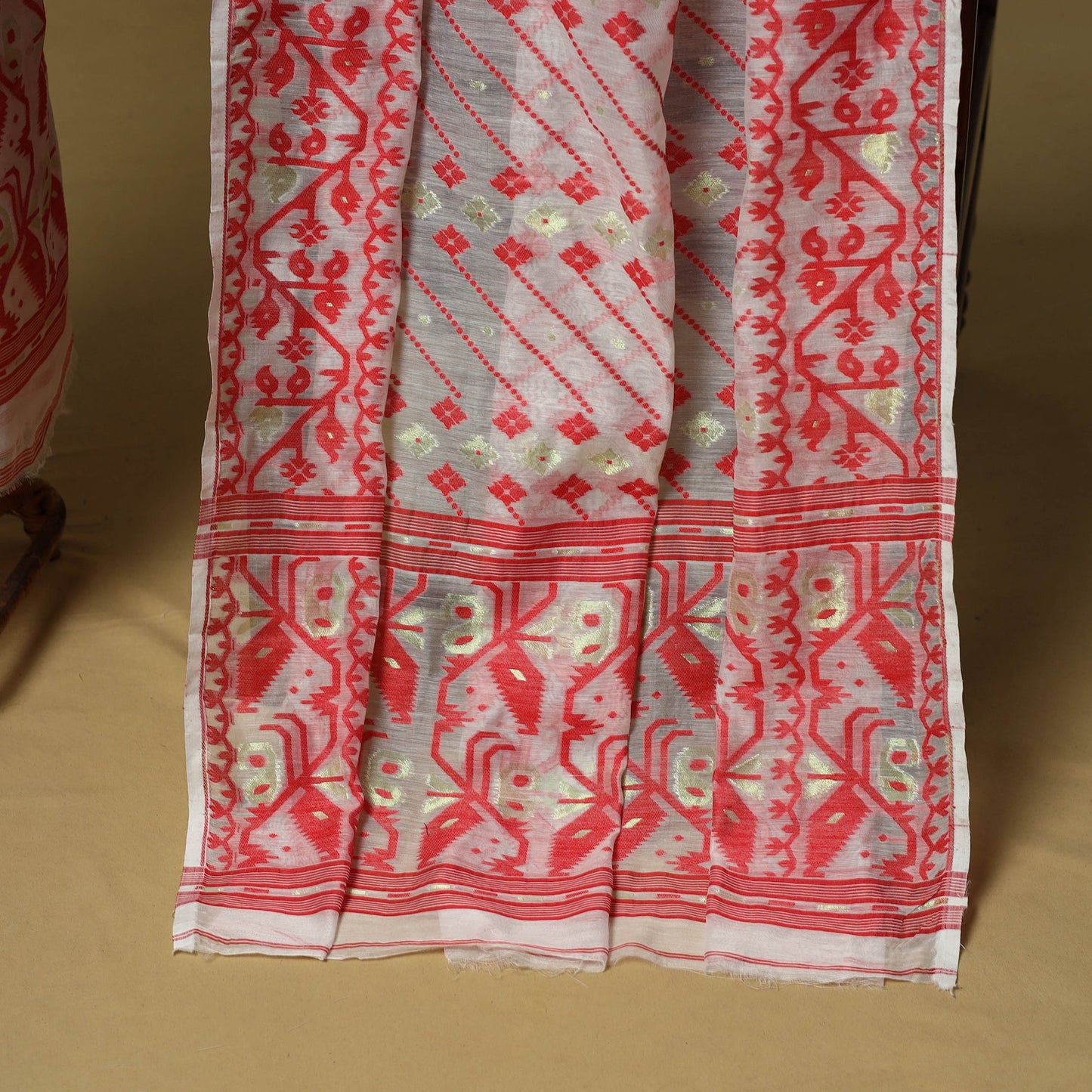 Handloom phulia jamdani silk cotton 2pc unstitched dress