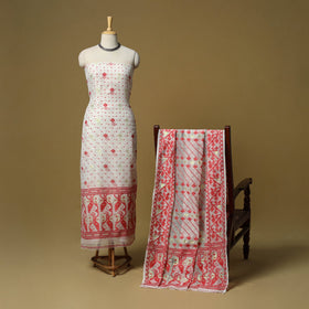 Handloom phulia jamdani silk cotton 2pc unstitched dress