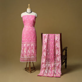 Handloom phulia jamdani silk cotton 2pc unstitched dress