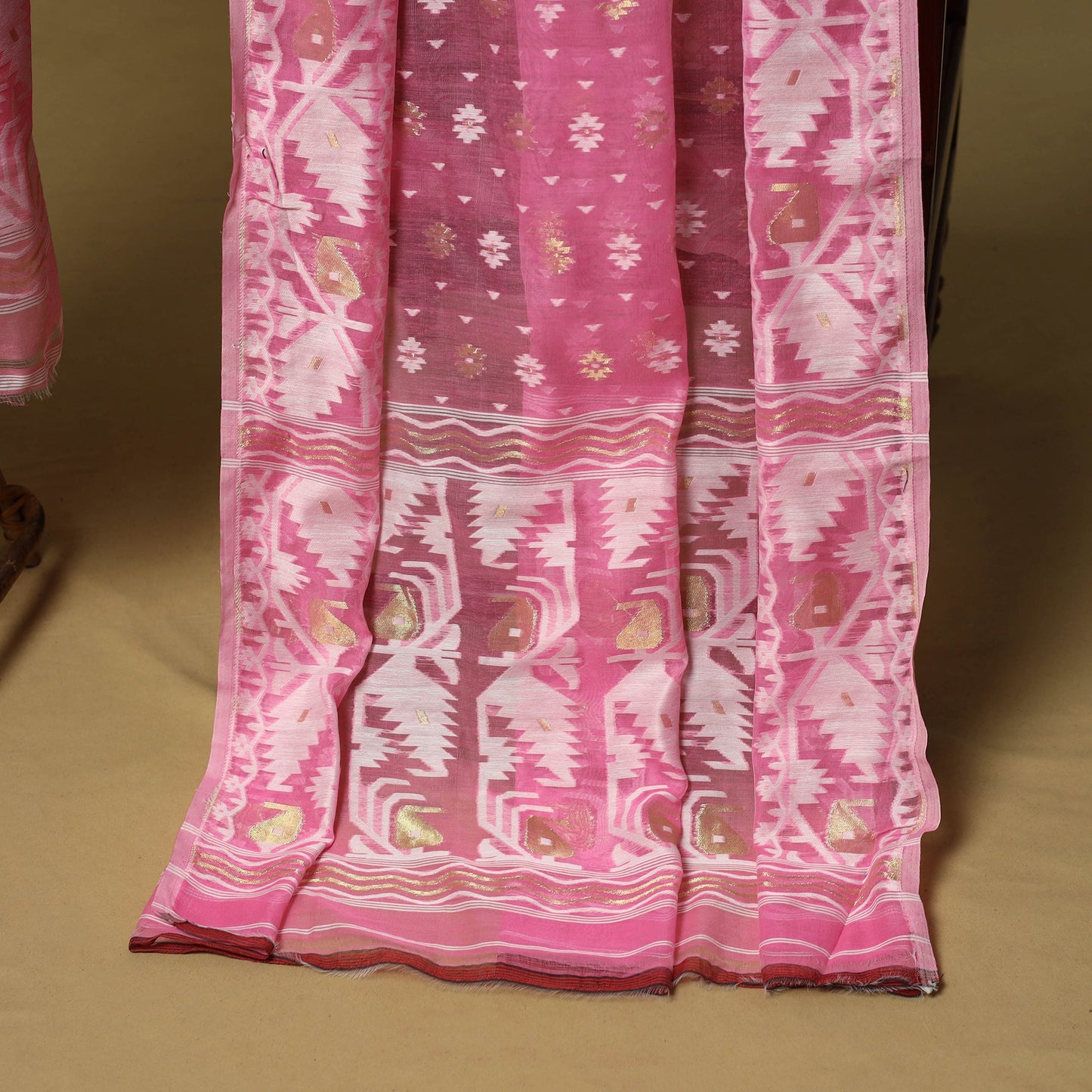 Handloom phulia jamdani silk cotton 2pc unstitched dress