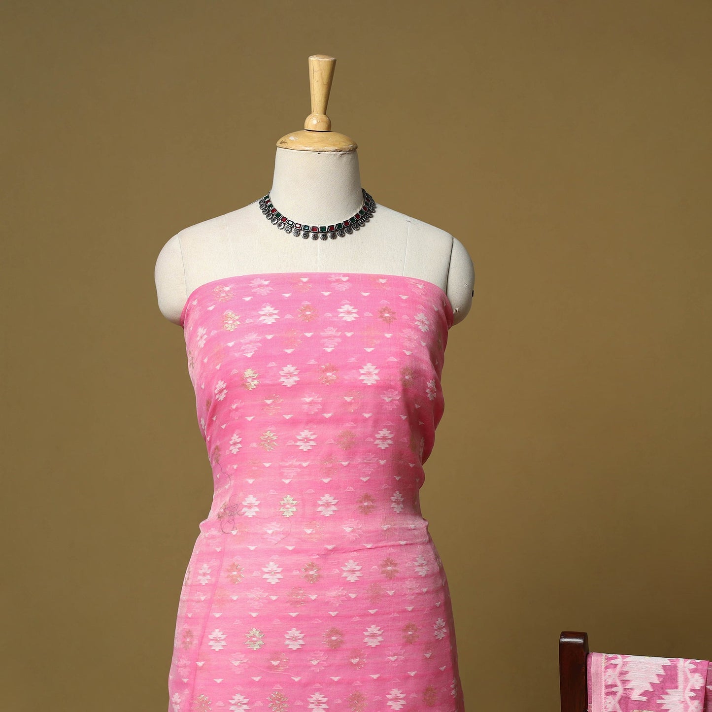 Handloom phulia jamdani silk cotton 2pc unstitched dress