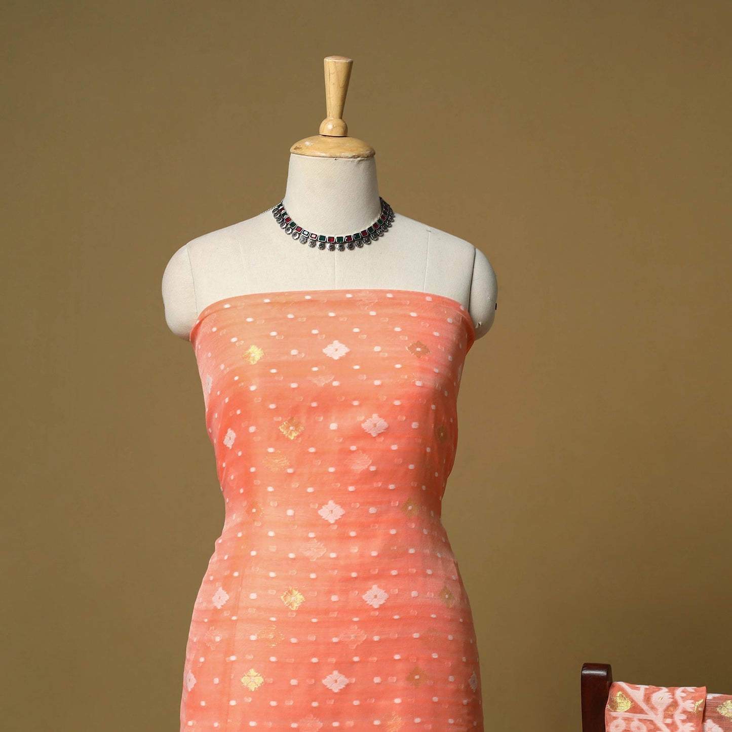 Handloom phulia jamdani silk cotton 2pc unstitched dress