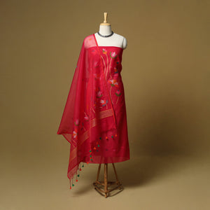 Handloom phulia jamdani silk cotton 2pc unstitched dress