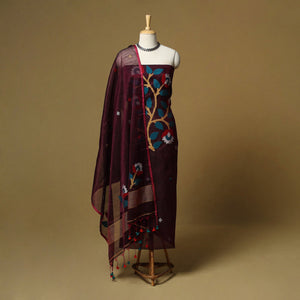 Handloom phulia jamdani silk cotton 2pc unstitched dress