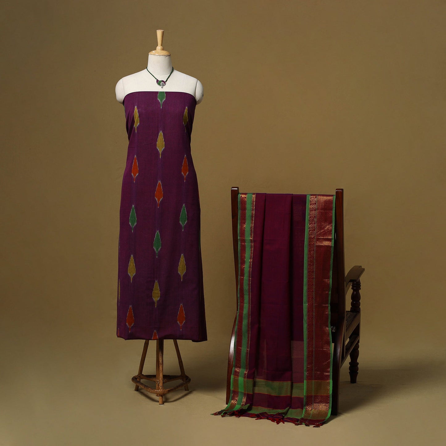 Handloom pochampally central asian ikat cotton 2pc