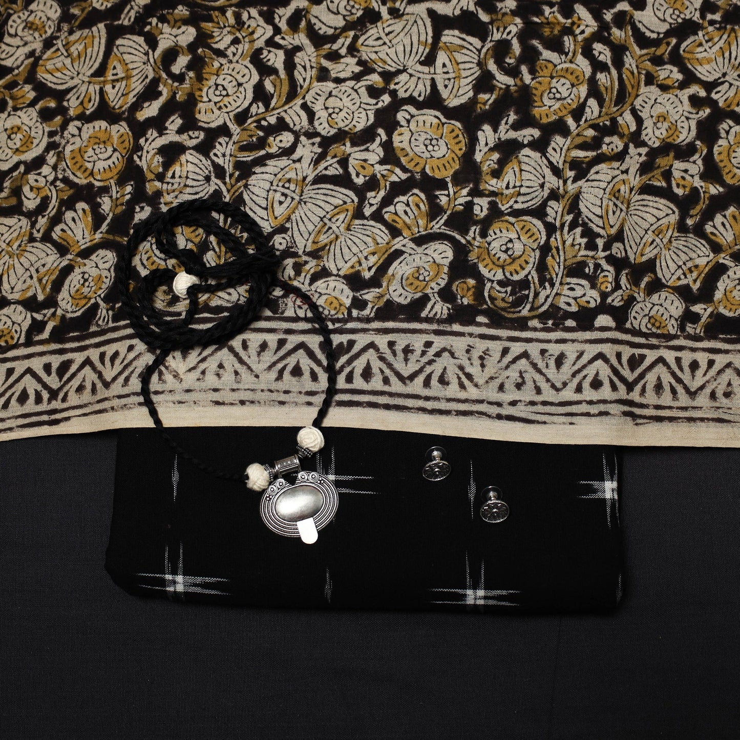 Handloom pochampally ikat cotton 2pc unstitched dress