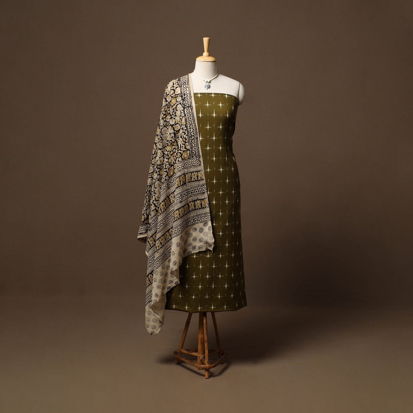 Handloom pochampally ikat cotton 2pc unstitched dress