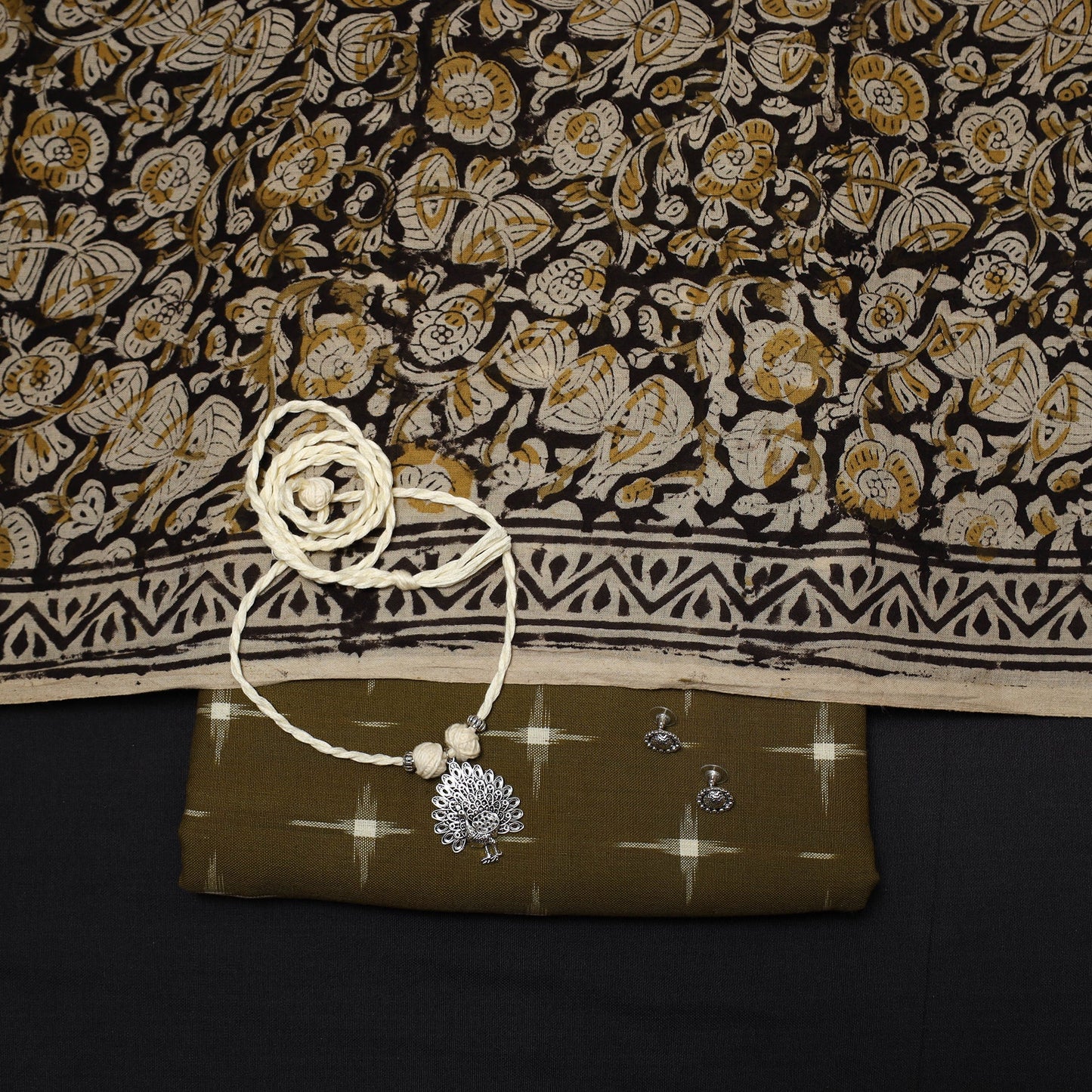 Handloom pochampally ikat cotton 2pc unstitched dress