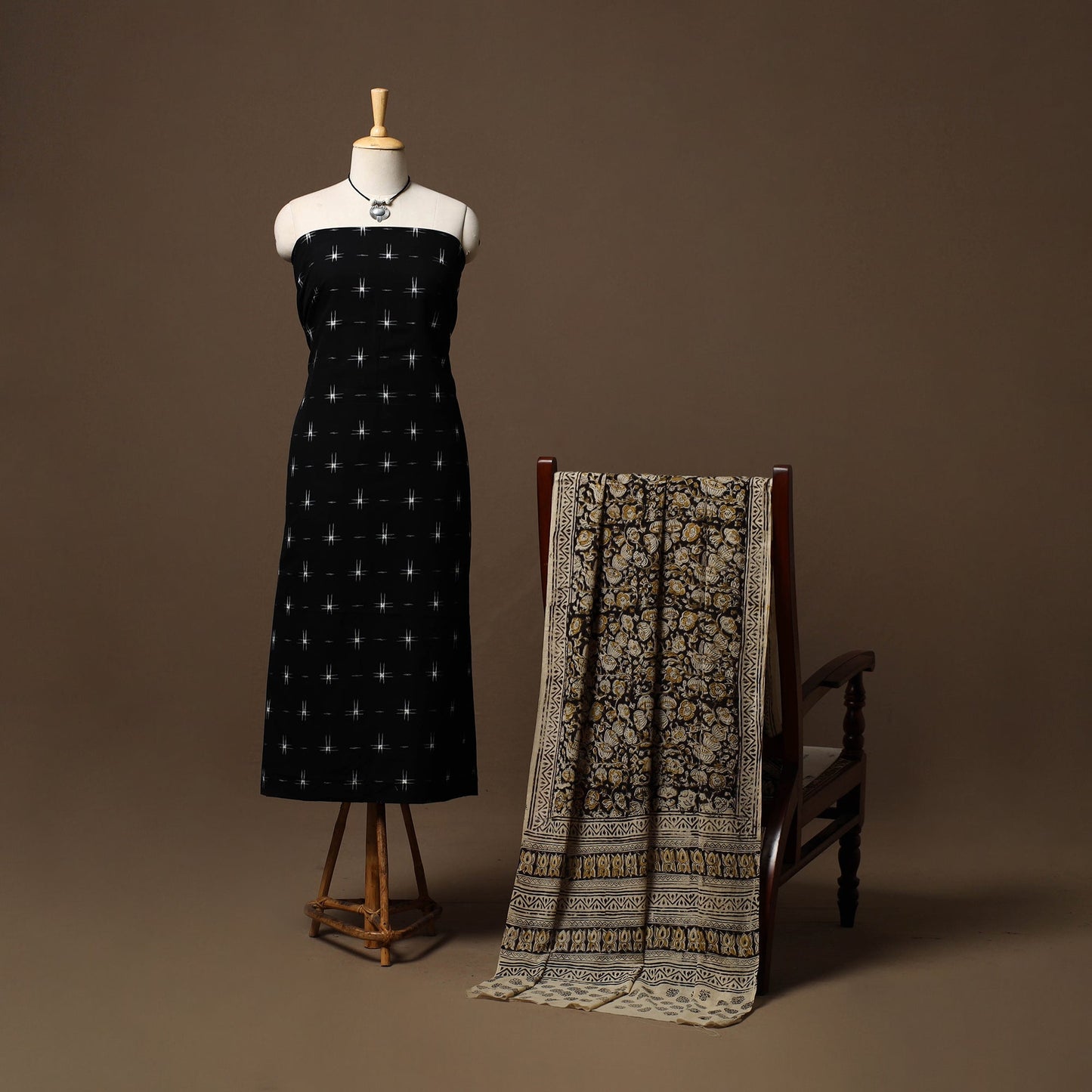 Handloom pochampally ikat cotton 2pc unstitched dress