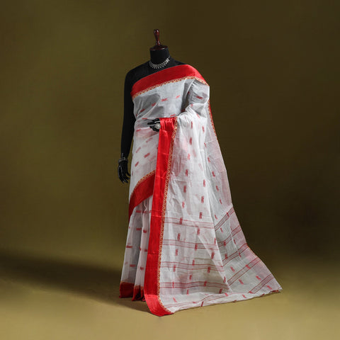 Handloom pure cotton phulia jamdani saree 39 - handcrafted