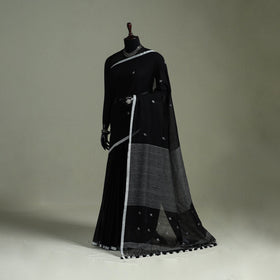 Handloom pure mul cotton phulia jamdani saree with tassels