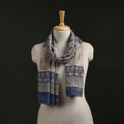 Handloom pure wool natural dyed hand block print bagru