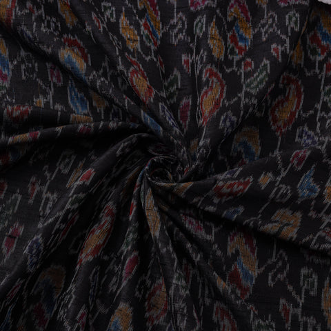 Handloom raw silk pochampally ikat fabric 01 - handcrafted