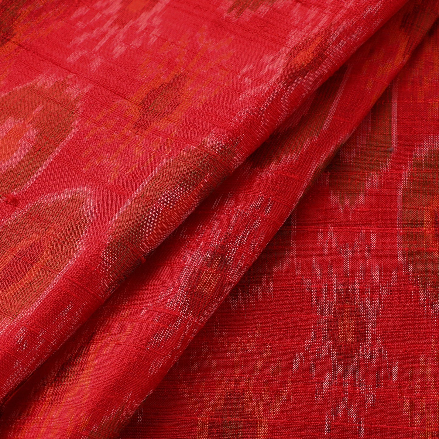 Handloom raw silk pochampally ikat fabric 01 - handcrafted