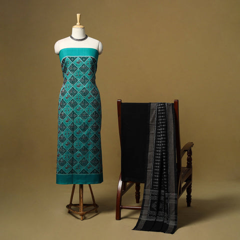 Handloom sambalpuri ikat cotton 3pc unstitched dress